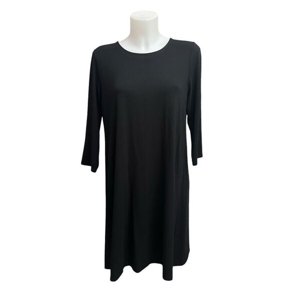 J. Jill‎ Wearever Collection Black Oversized Stretch Pleated Back Shift Dress S - Picture 1 of 10